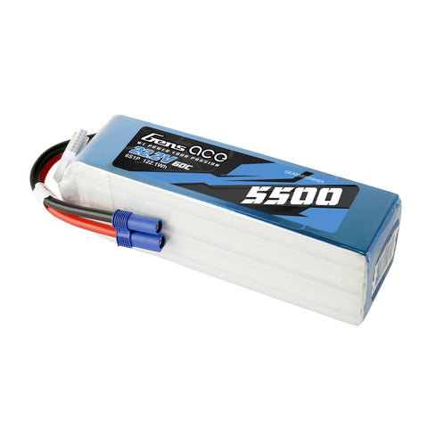 Gens ace 5500mAh 6S 60C 22.2V Lipo Battery Pack with EC5 Plug