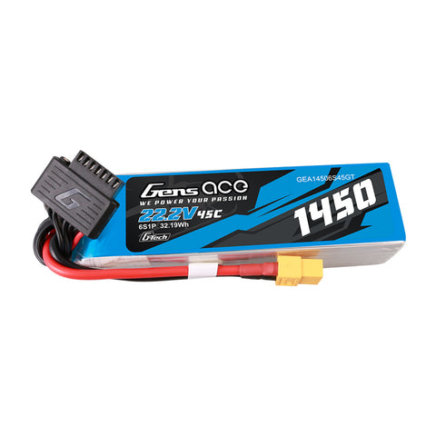 Gens ace 1450mAh 6S 45C 22.2V G-tech Lipo Battery Pack with XT60 Plug