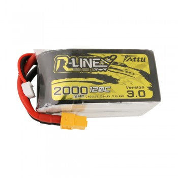 LONG RANGE Tattu R-Line Version 3.0 2000mAh 14.8V 120C 4S1P Lipo Battery Pack with XT60 Plug